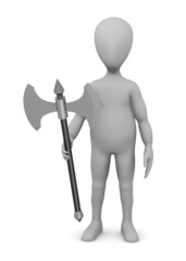 3d render of cartoon character with axe