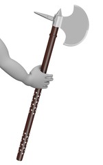 3d render of cartoon character with axe