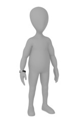 3d render of cartoon character with bracelet