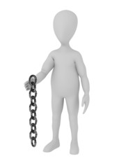 3d render of cartoon character with chain