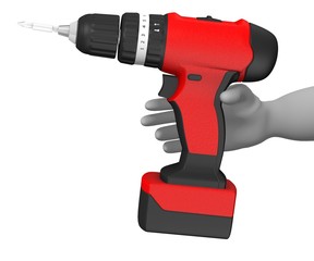 3d render of cartoon character with drill machine