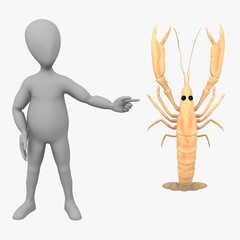 3d render of cartoon character with scampi