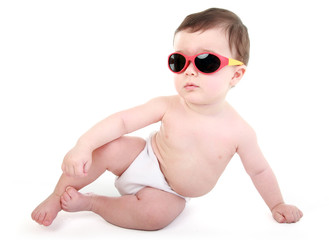 Cool dude - baby relaxing wearing sunglasses