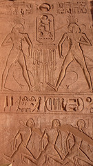 Fototapeta na wymiar Grabado del Templo de Ramses II en Abu Simbel en Egipto.