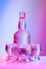 Tequila cups and bottle