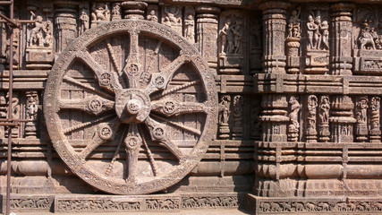 Detalle del templo del Sol de Konark en Orissa, India