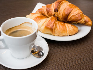 fresh croissant on table ,Delicious!