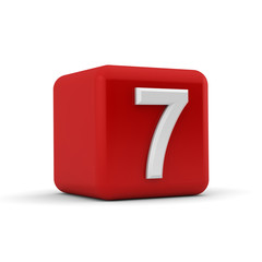 Red 3D block with number seven