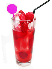 fruit cocktail smoothie with raspberry