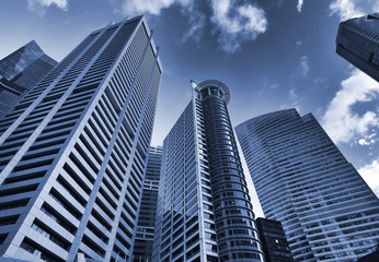 Obraz premium Skyscrapers in blue tone