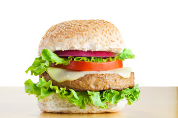 Vegetarian Cheeseburger on Table