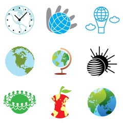 globe icons vector set