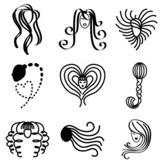 hair icons vector set