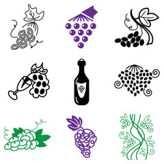 grapes icons vector set