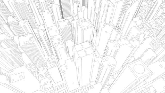 Aerial view of downtown city with skycrapers