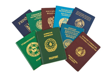Naklejka premium Foreign passports isolated on white background