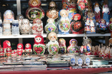 Traditional Russian Dolls on sale in Budapest Hungary