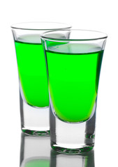 Two glasses of absinthe isolated on white