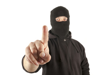 Terrorist pushing the virtual button