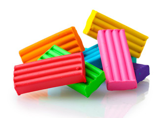 Children bright\ plasticine isolated on white