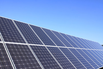 Detail of the Solar Power Station in the green spring Nature