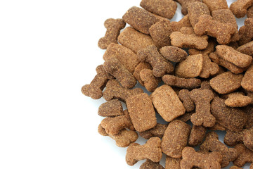 dry dog food isolated on white