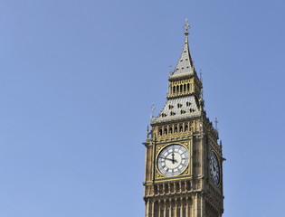 Big Ben isolated against a blue sky