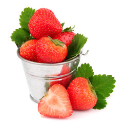 Fresh strawberries on white background.