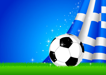 Naklejka premium Vector illustration of a soccer ball with Greece insignia