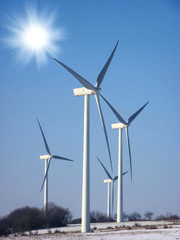 wind turbine in the sun