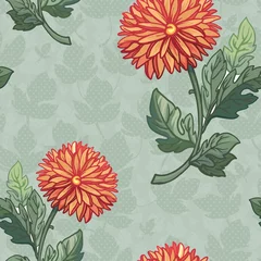 Fotobehang Seamless pattern with chrysanthemum © Olga Lots