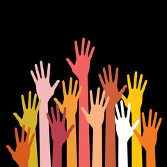 colorful up hands, abstract vector illustration