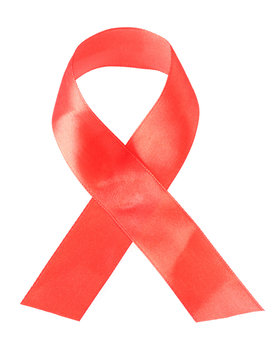 Aids awareness red ribbon isolated on white