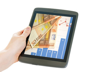 Tablet Pc and money with a statistic