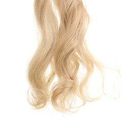 Curly blond hair isolated on white