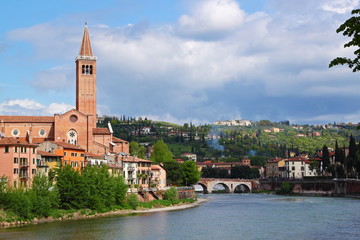 Fototapeta premium Verona along the river Adige, Italy