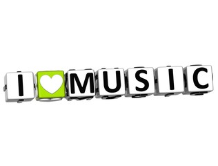 3D Love Music Button cube text