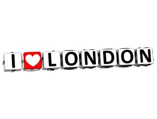 3D Love London Button cube text