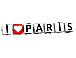 Fototapeta premium 3D Love Paris Button cube text