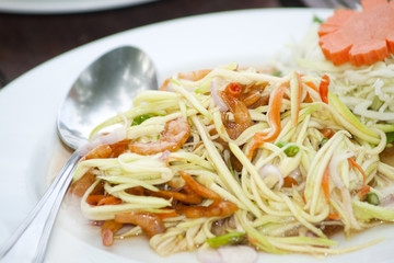 Mango salad a delicious and famous vegetable appetizer from Thai