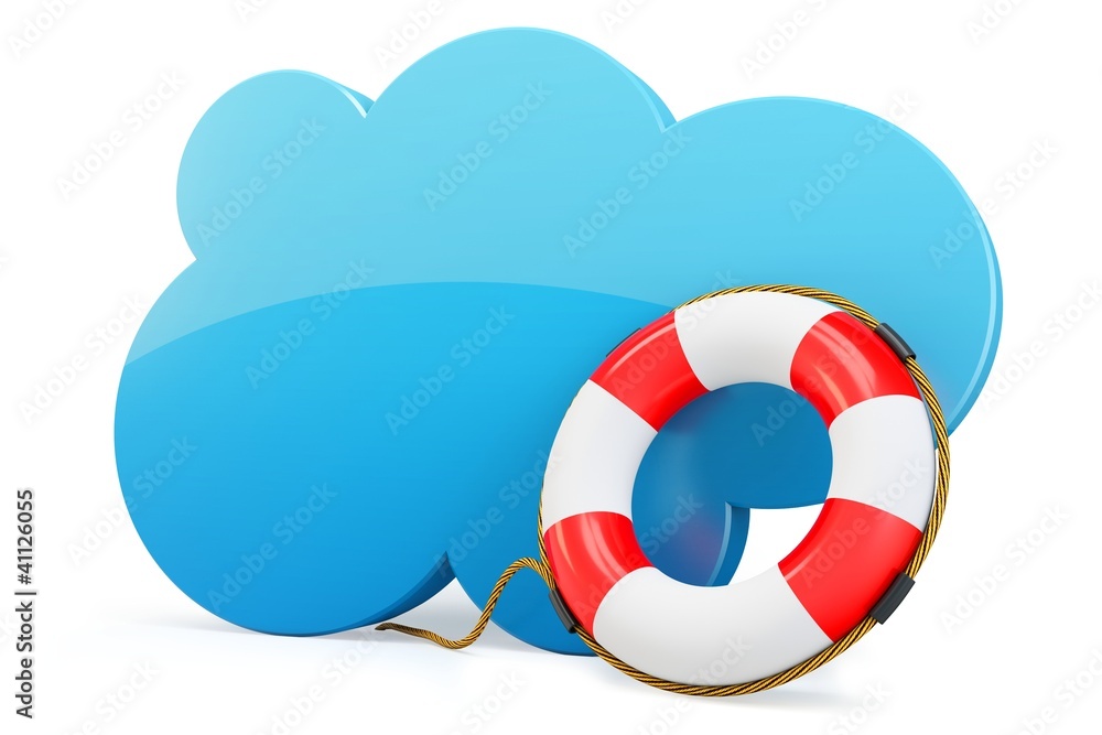 Aufkleber 3d cloud computing backup rescue data on white background