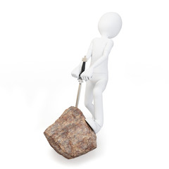 3d man with sword in rock