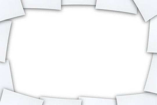 white background with multiple pieces of paper
