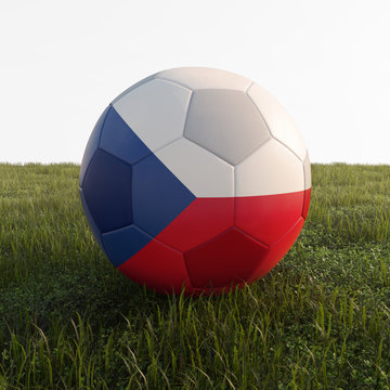 Czech Republic soccer ball isolated on grass