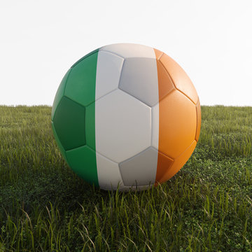 ireland soccer ball isolated on grass