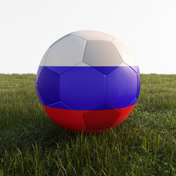 russian soccer ball isolated on grass