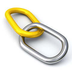 Fototapeta premium 3d abstract chain link - silver and gold - network icon