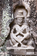 Fototapeta na wymiar Praying Ascetic carving, Preah Khan temple, Angkor, Cambodia