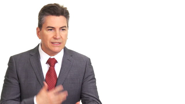 Talking businessman. Interview