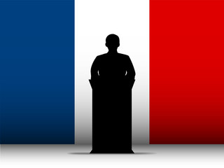 France Speech Tribune Silhouette with Flag Background